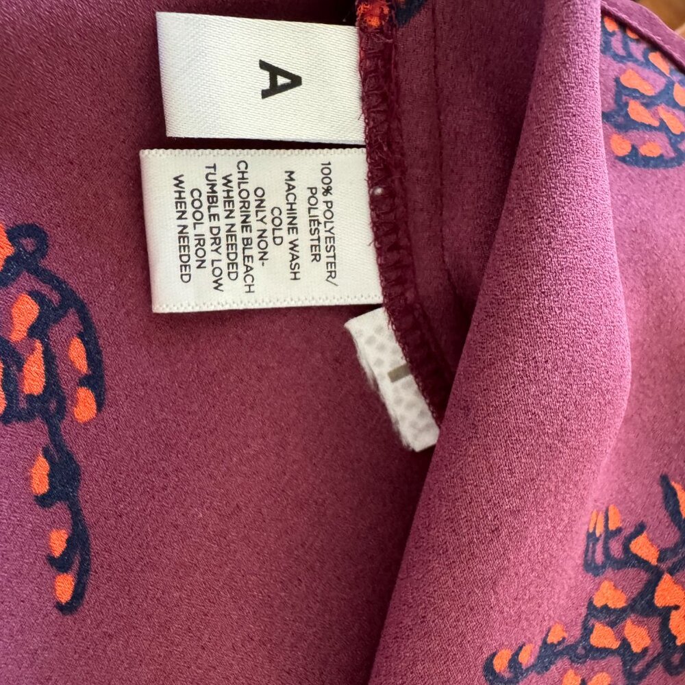 Loft Maroon Print Long Sleeve Utility Button Shirt - Picture 4 of 4